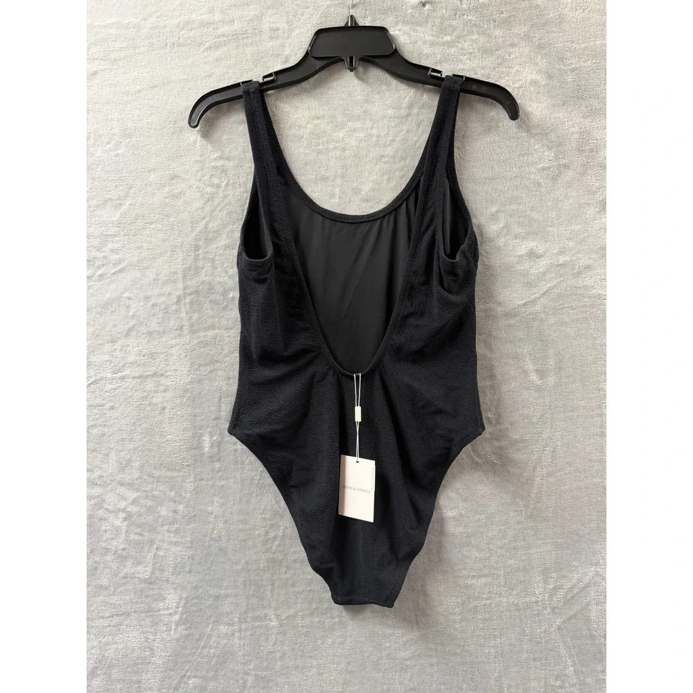 Solid & Striped The Hailey Womens Black Textured Seersucker Scoop Back Swimsuit